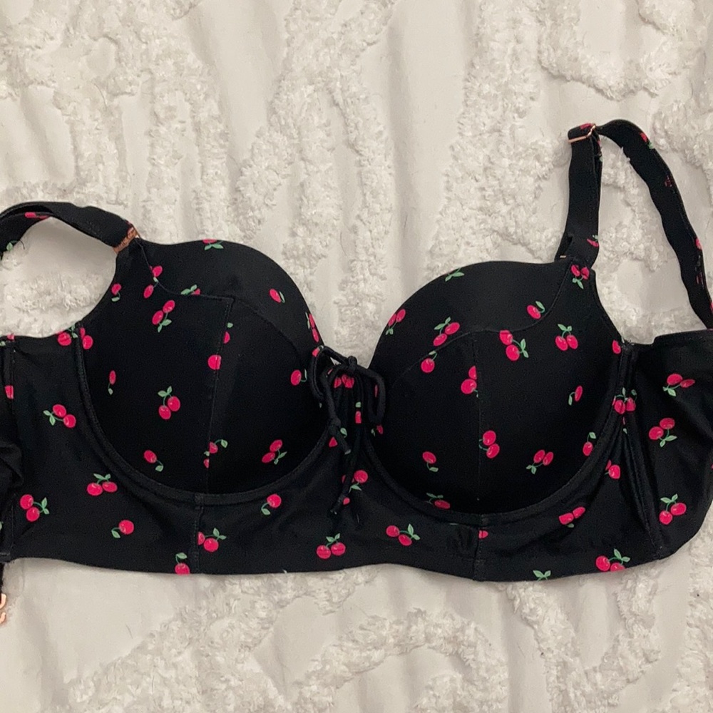 Smart & Sexy Black Cherry Print Bikini Top - 38DD